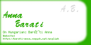 anna barati business card